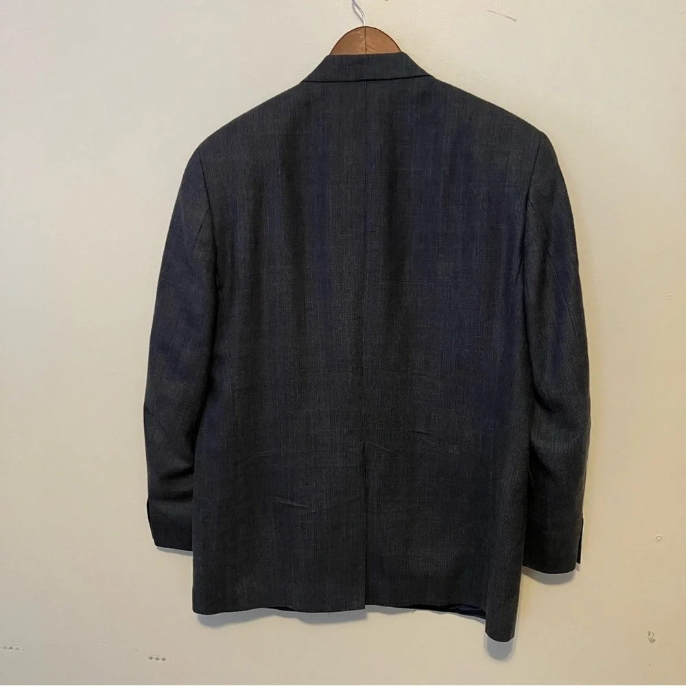 Lauren Ralph Lauren Blazer Suit Jacket Mens 42R Sports Coat Wool Silk Plaid Blue